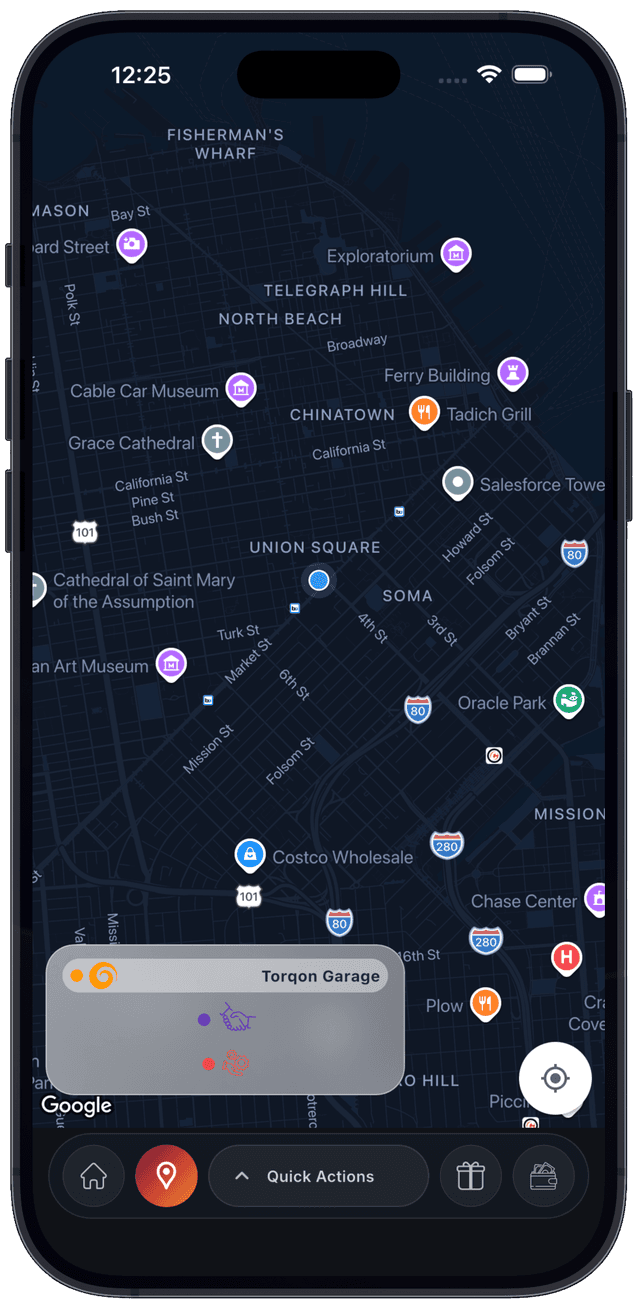 Interactive mechanic finder map in Torqon